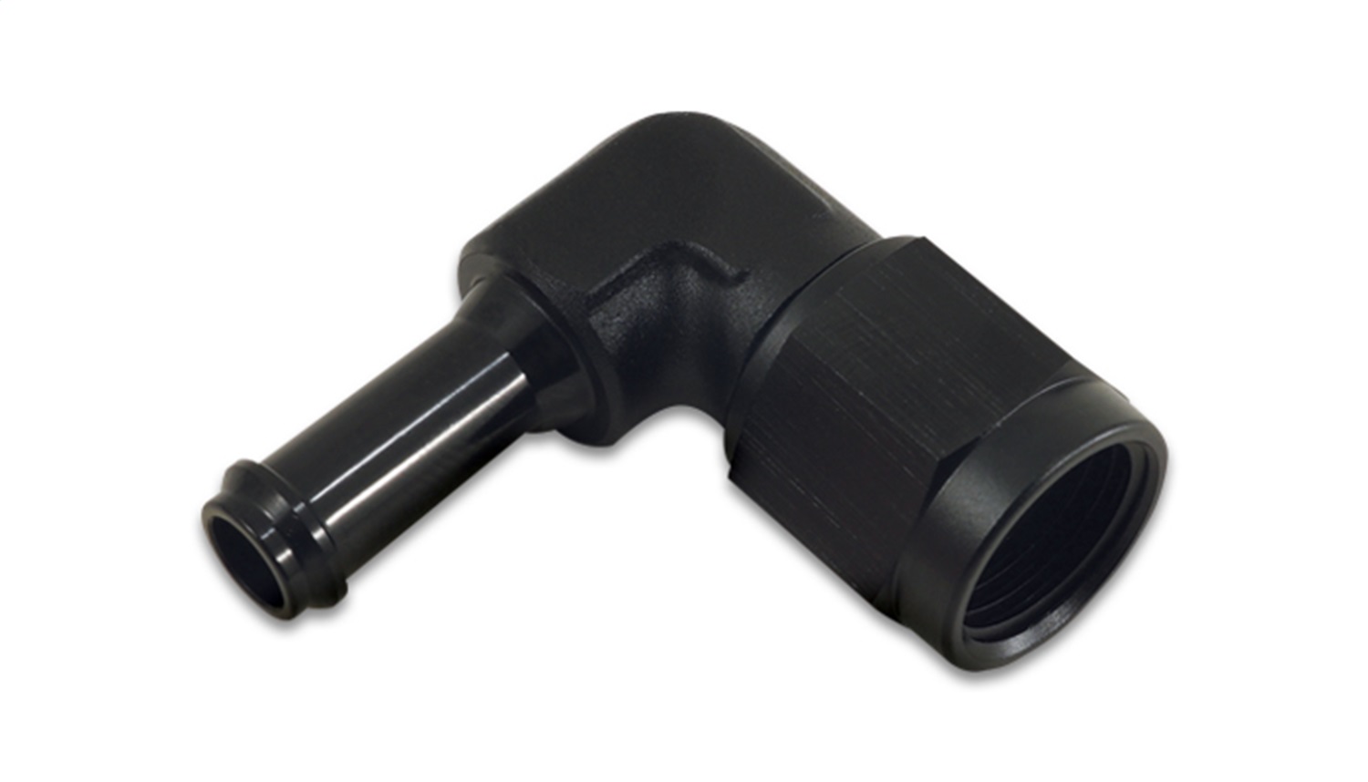 Vibrant Performance -6AN to 3/8in Hose Barb 90 Degree Adapter - Anodized Black